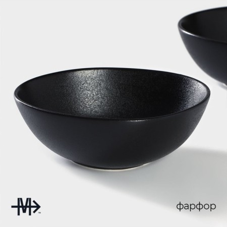 Porcelain salad Magistro Carbon, 15.5 × 13.5 cm, black color-1