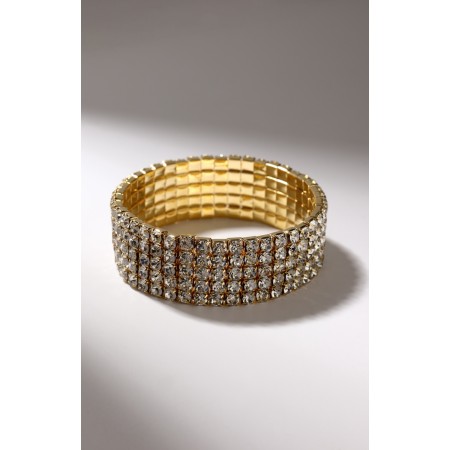 Bracelet with rhinestones "ice" 5 rows, white color in gold, d = 7.5 cm-4