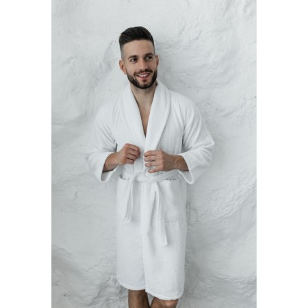 Tainted male bathrobe, size 46, white color
