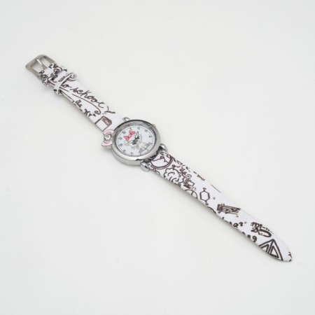 Watch of wrist -quartz children's "cat", white-2