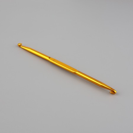 Knitting hook, bilateral, d = 6/7 mm, 13 cm, gold color-2