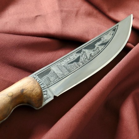 Caucasian knife, tourist "liver" with scabbard, steel - 40x13, waxed nut, 14 cm-3