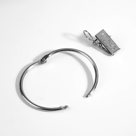 Set for curtains, connective ring, d = 52/58 mm, 10 pcs, clamp, 33 × 11 mm, 10 pcs, silver color-1