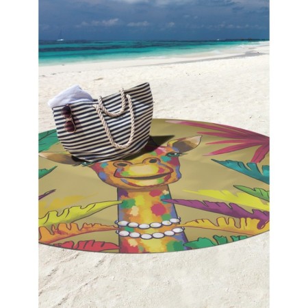 Pareo and beach rug "Multi -colored giraffe", D = 150 cm-1