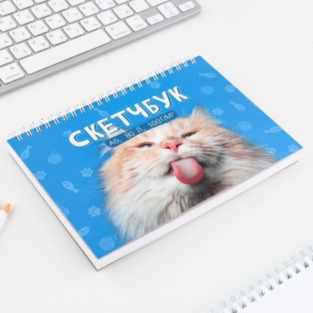 Sketchbook A5, 80 sheets solid cover "Cat".-1
