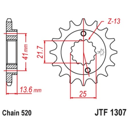 Leading star JT SPROCKETS 1307.15RB, chain 520, 15 teeth-1