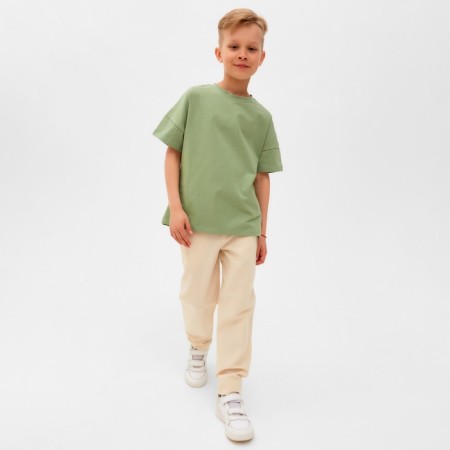 Брюки для мальчика MINAKU: Cotton collection цвет молочный, рост 152-4