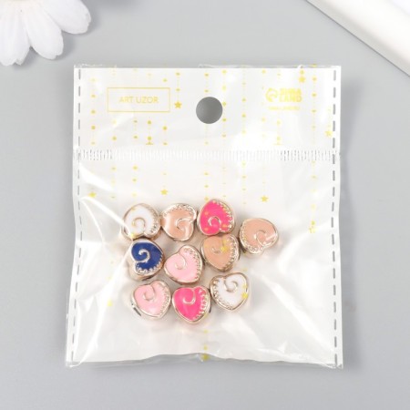 Beads for creativity plastic "heart with a curl" mix 10 pcs 1.1x0.8x1 cm-2
