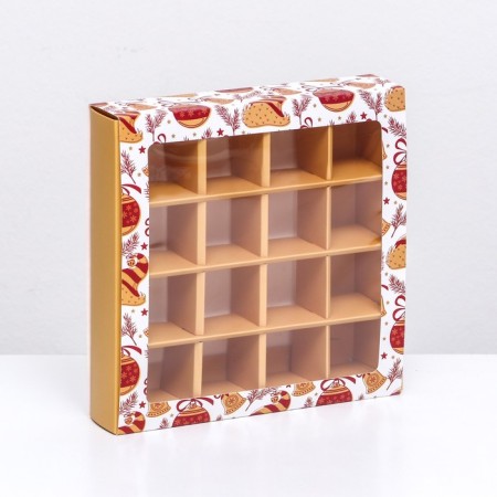 Box for sweets 16 pcs, 17.7 x 17.7 x 3.8 cm "Bell"-5