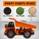 The radio -controlled “Stroytechnics” dump truck, a mobile body, works from the battery