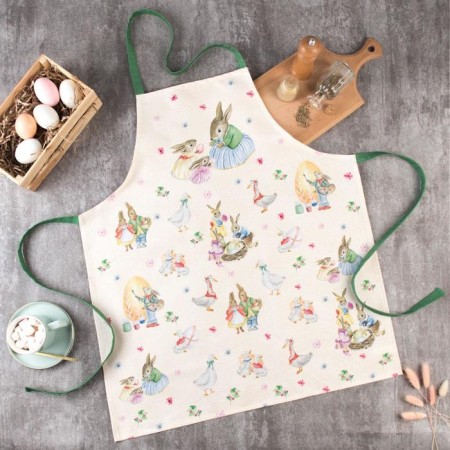 Apron Ethel "Easter hares" 60x70 cm, 100% HL, sarzha 190 g/m2