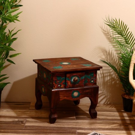 Holler "Hrani" 40x40x40 cm, with a drawer, a tree of Albezia, brown