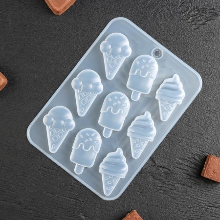 Form for jewelry "Ice Cream", silicone, 16 × 11 × 1 cm, 9 cells-1