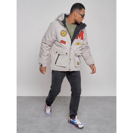 Winter male jacket, size 52, gray color-9