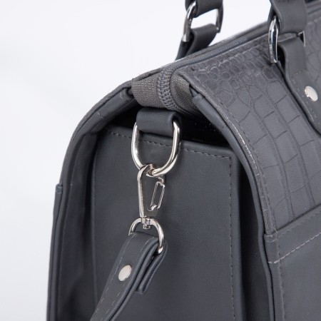 Women's bag El Masta with a zipper, external pocket, long belt, graphite color-5