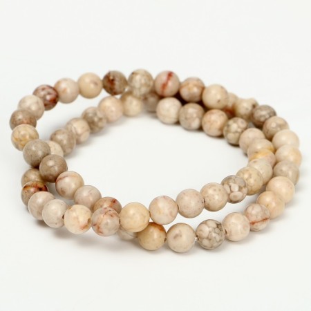 Beads made of natural stone "Sand Agat" set 58 pcs., Size 1 pc. - 6 mm-6