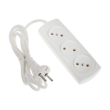 Extension cord Luazon Lighting Eco, 3 sockets, 1.5 m, 10 A, 2200 W, PVS 2x0.75 mm2, without salary, white-2