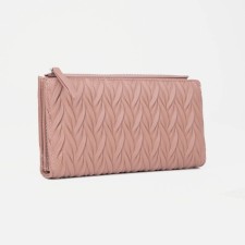 Women's wallet on the button, pink color