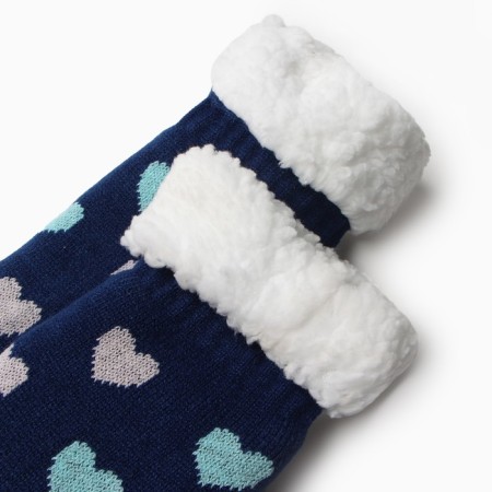 Women's socks with fur, dark blue color/heart size 36-40-1