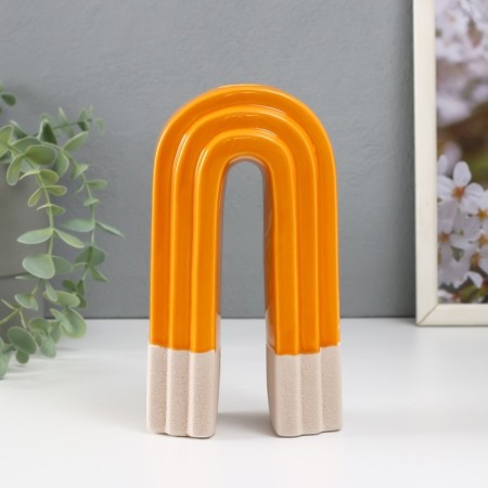 Ceramics candlestick for 1 candle "Scar" sand-orange 10.3x6.2x18 cm-2