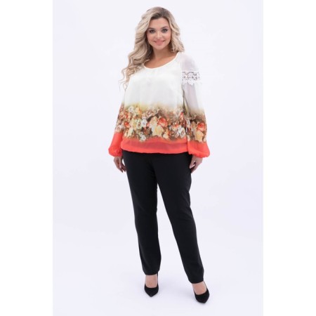 Female blouse, size 52, white color, coral-6