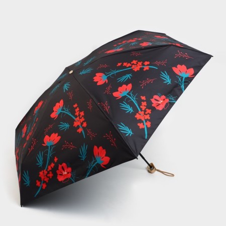 Women's umbrella “red flowers”, 6 knitting needles, folds into the phone.