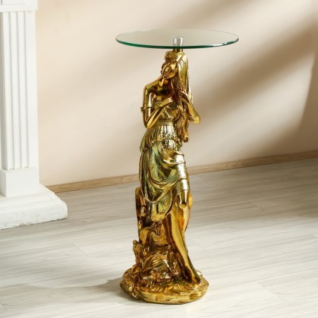 Decorative table "Girl with hair loose hair" gold 38x38x85 cm-1