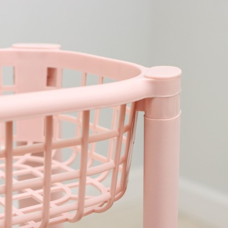 Floor-shaped shelf 4-section, on wheels, color tea rose-3