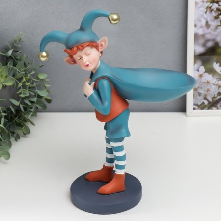 Souvenir Polystone Standing "Baby-Skomorokh with a bag" Orange-blue 33x12.5x25.5 cm