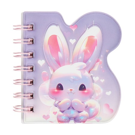 Notebook Gift Book on the comb 80l, line, color block, PVC Bunny PVC cover (10x10.5cm) 10539