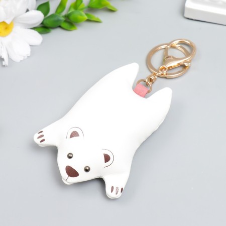 A keychain to the leatherette crumb with a carbine "White Bear - Jump" 10x7 cm-2