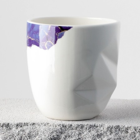 Ceramic mug "marble", white-blue, 350 ml, white color-1
