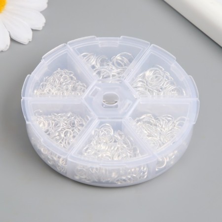 Rings clamping metal in the box "Silver" 880 pcs 8x8x2 cm-2