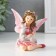 Souvenir Polystone "Girl Back with a goat" Pink wings 8.5x6x9 cm