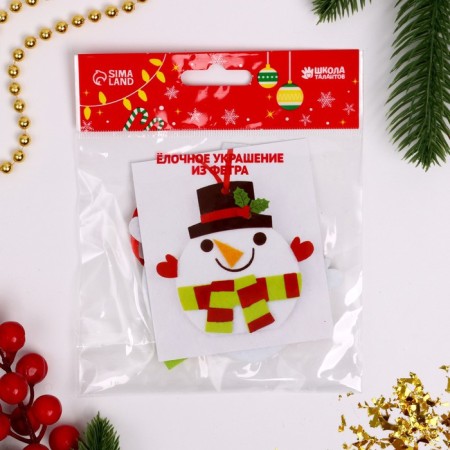Set for creativity - Create a Christmas tree decoration from felt "Snowman in a hat"-3