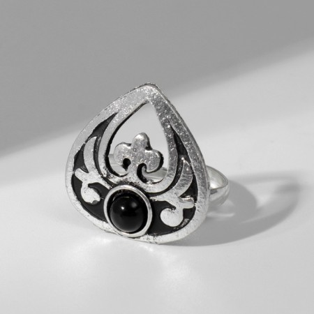 Ring of "ethnic" drop, black color in black silver, dimensionless-3