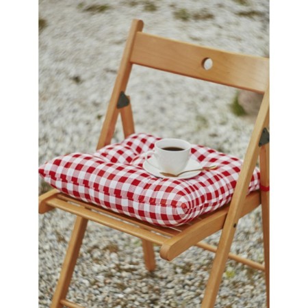 Pillow on the chair of the check, size 40x40 cm, red color-5