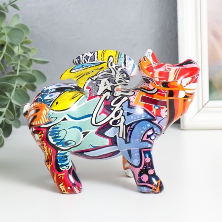 Souvenir Polystone "Pig with Wings" graffiti mix 8.5x18x13 cm-2