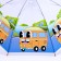 Children's umbrella P/Aut with whistle "Bus" d = 84 cm, 8 spokes, 65 × 7 × 6 cm