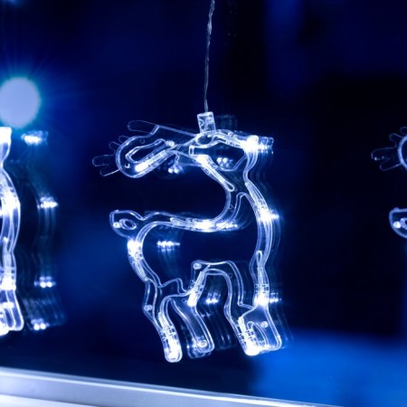 Garland “fringe” 2.4 × 0.9 m with nozzles “deer”, ip20, transparent thread, 138 LED, white glow, 8 modes, 220 V-2