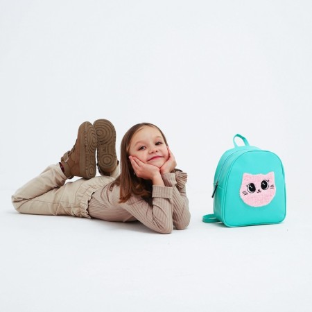 Baby backpack for artificial leather girl "Kitik", plush strip, 27x23 x 10 cm-6