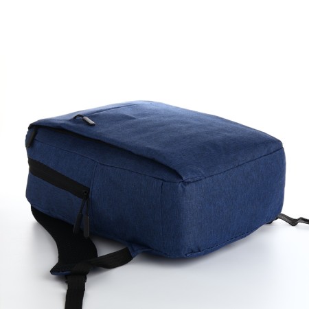 Men's backpack on a zipper, 2 outer pockets, with USB, blue color-4