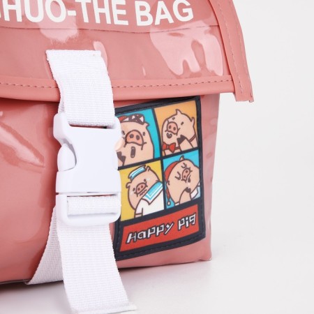 Youth bag with a zipper, pink color-4