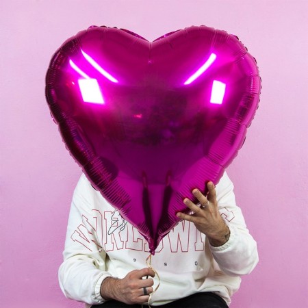 Foil ball 30 ", heart, fuchsia color-1