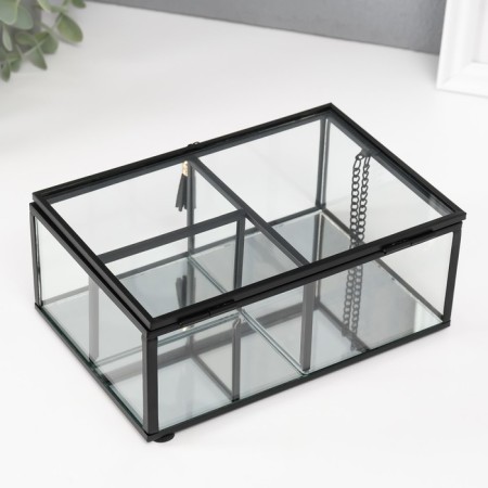 Casket Glass with a metal frame "Easiness with a brush" Transparent 13x18x6.8 cm-4