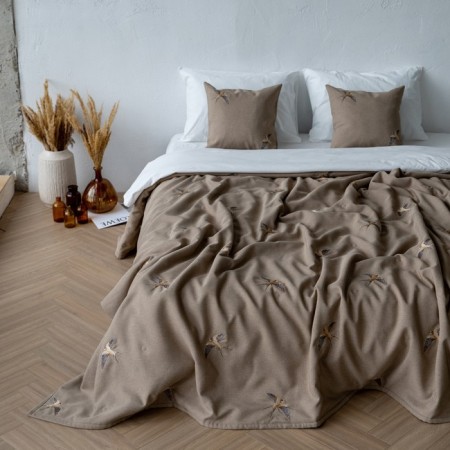 Set: a bedspread with pillowcases "Mary", size 230x250 cm, 45x45 cm - 2 pcs, color beige -brown