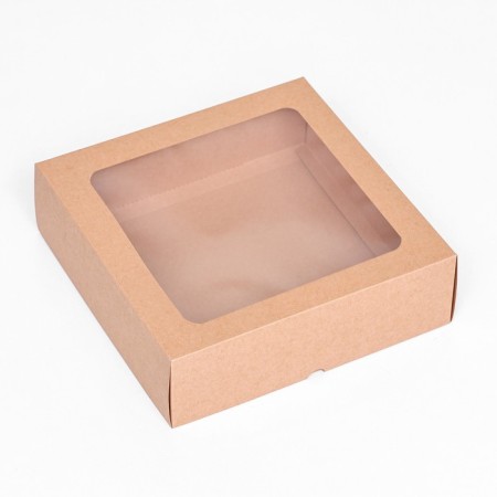 The box is folding, the lid is, with a window, craft, 25 x 25 x 7.5 cm,-1