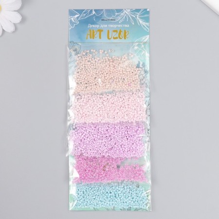 Round Beads 12/0 "Lilac fog" 5 colors x 10 g 20x8x0.7 cm