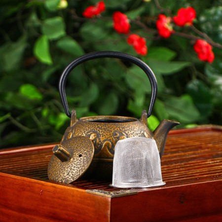The teapot is a cast -iron shade “Wave. Ethno ", 300 ml, with sieve, bronze color-1