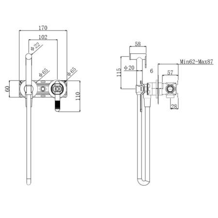 Bronze de Luxe 1760’s 3253SB bidetor, with hygienic shower, brass, black-4